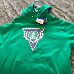 Green Hoodie with Purple Logo